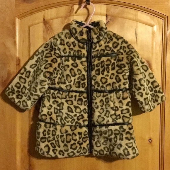 THE CHILDREN’S PLACE Full Zip Leopard Coat EUC 12M - Picture 1 of 6